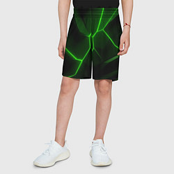 Шорты детские Зеленая текстура с неоном, цвет: 3D-принт — фото 2