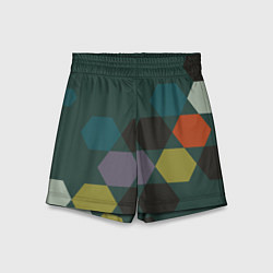 Шорты детские Кластер зеленая ночь, цвет: 3D-принт