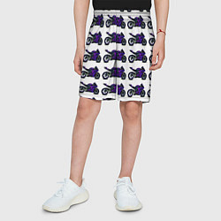 Шорты детские Motorcycle purple gloss, цвет: 3D-принт — фото 2
