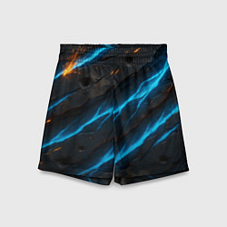 Шорты детские Камуфляж с неоновыми синими вставками, цвет: 3D-принт