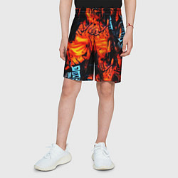 Шорты детские Абстрактная текстура рыжего пламени, цвет: 3D-принт — фото 2