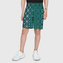 Шорты детские Изумрудные узоры, цвет: 3D-принт — фото 2
