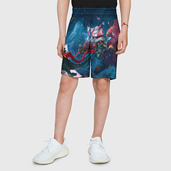 Шорты детские Санта с динозавром, цвет: 3D-принт — фото 2