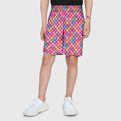 Шорты детские Разноцветный цветочный узор ретро, цвет: 3D-принт — фото 2