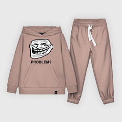 Костюм хлопковый детский Trollface. Problem? Проблемы?, цвет: пыльно-розовый