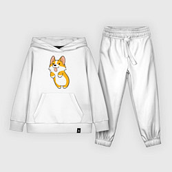 Костюм хлопковый детский Корги лапочка, цвет: белый