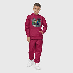 Костюм хлопковый детский Майнкрафт выживание с модами, цвет: маджента — фото 2