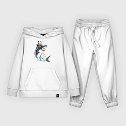 Костюм хлопковый детский Опоссум верхом на акуле, цвет: белый