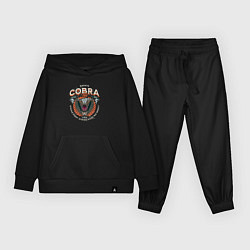 Костюм хлопковый детский Кобра Кай - логотип с Коброй Cobra Kai Logo, цвет: черный
