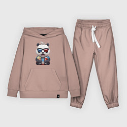 Костюм хлопковый детский Прикольный панда с попкорном и колой, цвет: пыльно-розовый