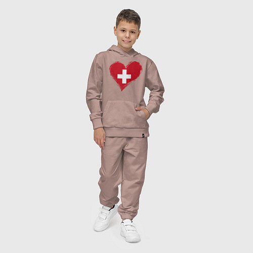 Детский костюм Сердце - Швейцария / Пыльно-розовый – фото 4