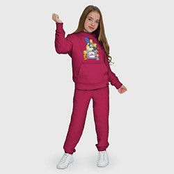 Костюм хлопковый детский Семейка Симпсонов в праздничных нарядах, цвет: маджента — фото 2