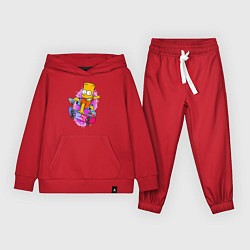 Костюм хлопковый детский Барт Симпсон на скейтборде - Eat my shorts!, цвет: красный