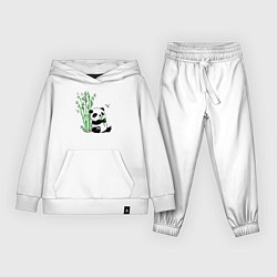 Костюм хлопковый детский Панда бамбук и стрекоза, цвет: белый