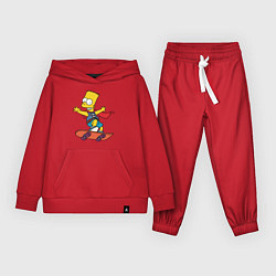 Костюм хлопковый детский Барт Симпсон на скейте, цвет: красный