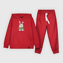 Костюм хлопковый детский Новогодний кролик с елочкой, цвет: красный