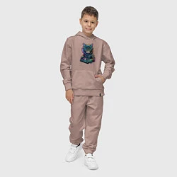 Костюм хлопковый детский Кот диджей, цвет: пыльно-розовый — фото 2