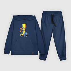 Костюм хлопковый детский Барт Симпсон и Снежок - нейросеть, цвет: тёмно-синий
