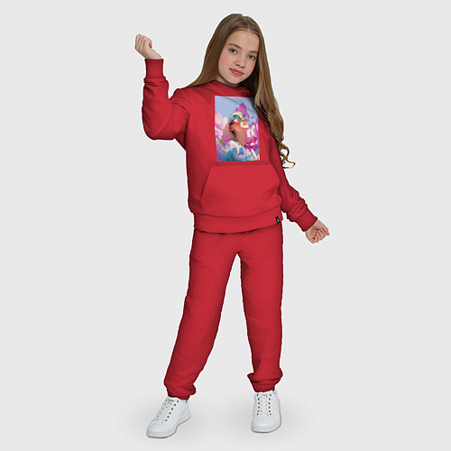 Детский костюм Весенняя девушка в цветах / Красный – фото 3