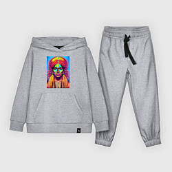 Костюм хлопковый детский Индеец в стиле поп-арт, цвет: меланж