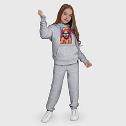 Костюм хлопковый детский Индеец в стиле поп-арт, цвет: меланж — фото 2