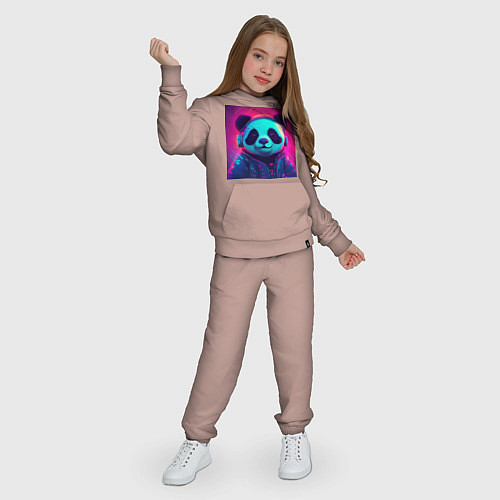 Детский костюм Милая панда в лучах неона / Пыльно-розовый – фото 3