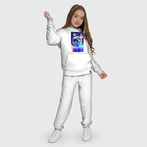 Детский костюм Девчонка бравый космонавт - нейросеть / Белый – фото 3