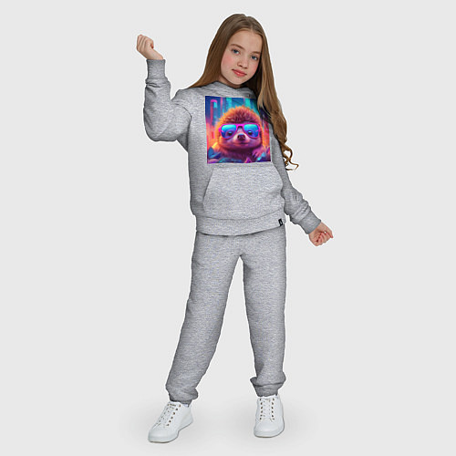 Детский костюм Ежик в очках на фоне неонового города / Меланж – фото 3