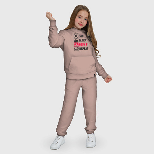 Детский костюм Eat sleep rush b repeat / Пыльно-розовый – фото 3