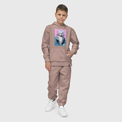 Костюм хлопковый детский BTS pink style, цвет: пыльно-розовый — фото 2