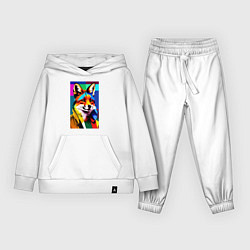 Костюм хлопковый детский Лиса в стиле поп-арт, цвет: белый