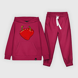 Костюм хлопковый детский Сердце из красных перцев как символ любви к еде, цвет: маджента