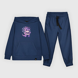 Костюм хлопковый детский Фиолетовый дракон в свитере, цвет: тёмно-синий