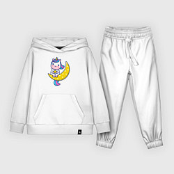 Костюм хлопковый детский Единорог на луне, цвет: белый