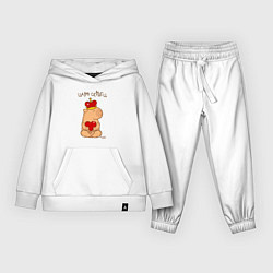 Костюм хлопковый детский Капибара в короне царь сердец, цвет: белый