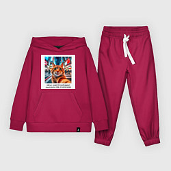 Костюм хлопковый детский Рыжий кот: момент начать жить свою лучшую жизнь, цвет: маджента