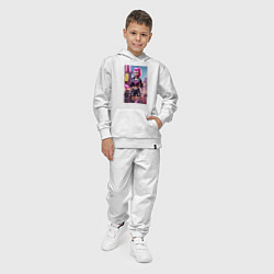 Костюм хлопковый детский Барби в кожаных шортах - модница, цвет: белый — фото 2