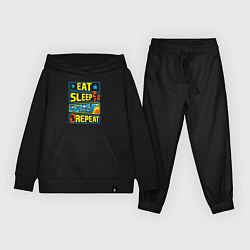 Костюм хлопковый детский Eat sleep fly, цвет: черный