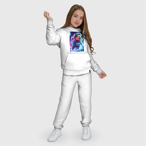 Детский костюм Полёт капибары в космосе - неон / Белый – фото 3