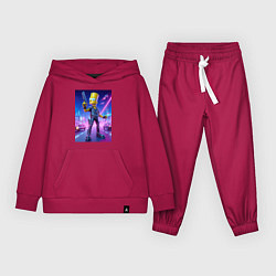Костюм хлопковый детский Cyber Bart - neon glow ai art, цвет: маджента
