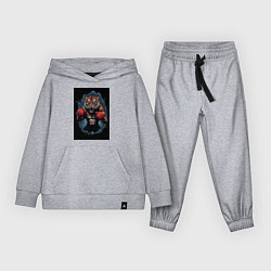 Костюм хлопковый детский Тигр тайский бокс, цвет: меланж