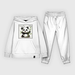 Костюм хлопковый детский Панда Миа акварель, цвет: белый