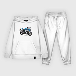 Костюм хлопковый детский Крутой спортивный мотоцикл, цвет: белый