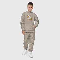 Костюм хлопковый детский Белый попугай, цвет: миндальный — фото 2