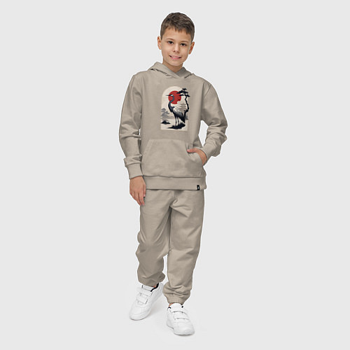 Детский костюм Журавль и солнце в японском стиле / Миндальный – фото 4