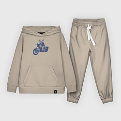 Костюм хлопковый детский Той-терьер байкер на мотоцикле чоппере, цвет: миндальный