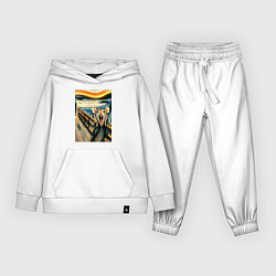 Костюм хлопковый детский Мышка кричит на картине Эдварда Мунка - мем искусс, цвет: белый