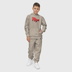 Костюм хлопковый детский Dandadan Logo, цвет: миндальный — фото 2