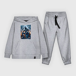 Костюм хлопковый детский One shot one kill no luck just skill - motto, цвет: меланж
