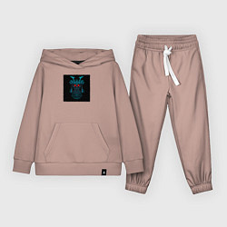 Костюм хлопковый детский Японская маска самурая, цвет: пыльно-розовый